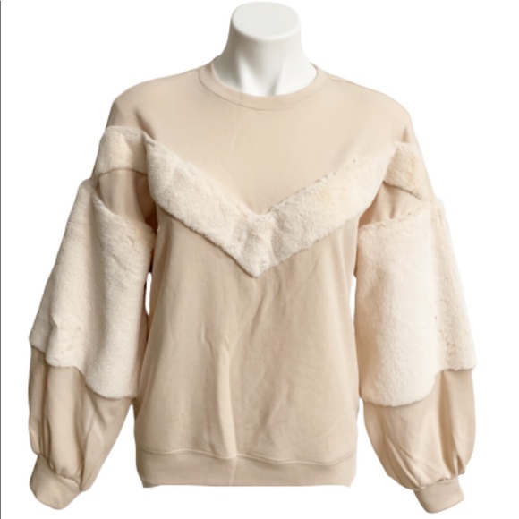For The Republic Tops - For The Republic Sweatshirt Faux Fur Top NWT